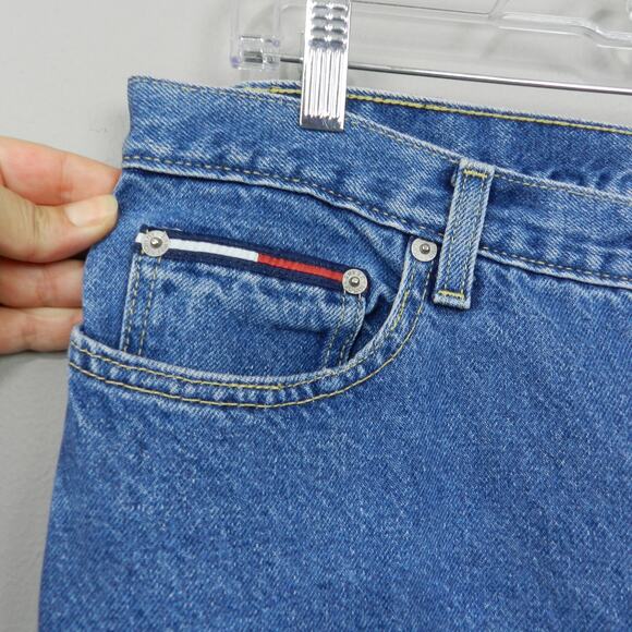 Vintage 90s Y2K Tommy Hilfiger Jeans Sz 15 32 Blue Denim High Rise Straight USA - Picture 13 of 13